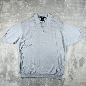 Protege Collection Polo Shirt Mens 2XL Blue Silk Cotton Short Sleeve Lightweight